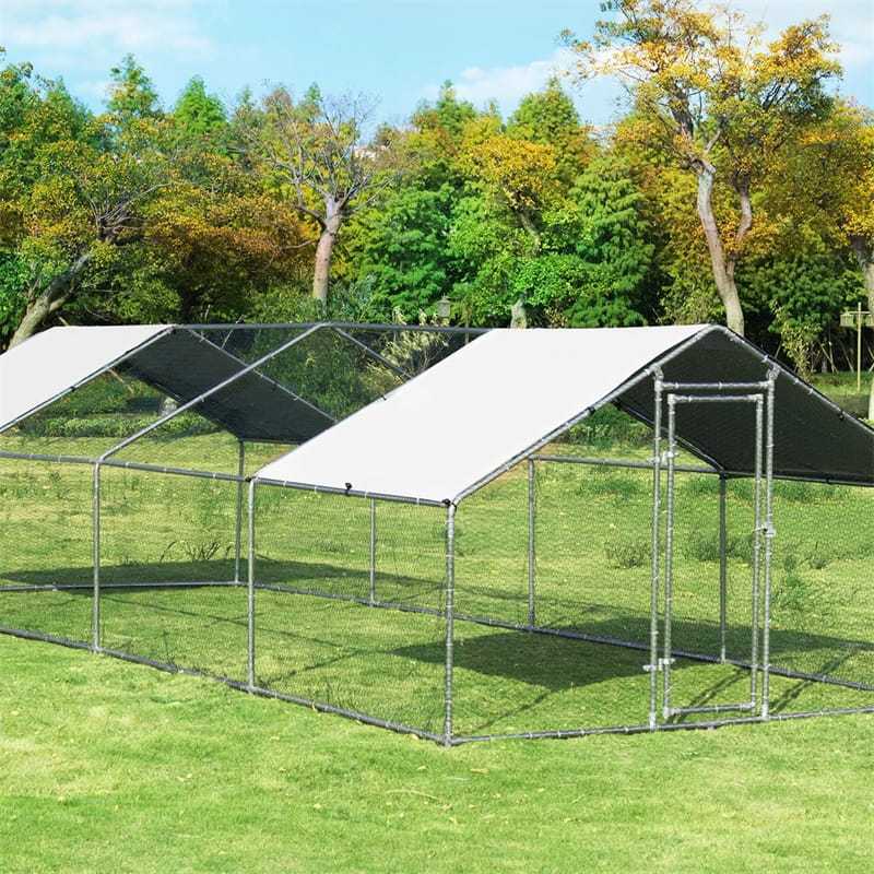 26ft Large Metal Chicken Coop, Walk-in Chicken Run Poultry Rabbit Hen Run House Shade Cage with Waterproof & UV Resistant PE Cover for Backyard Farm