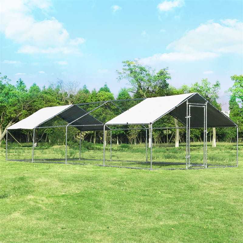 26ft Large Metal Chicken Coop, Walk-in Chicken Run Poultry Rabbit Hen Run House Shade Cage with Waterproof & UV Resistant PE Cover for Backyard Farm