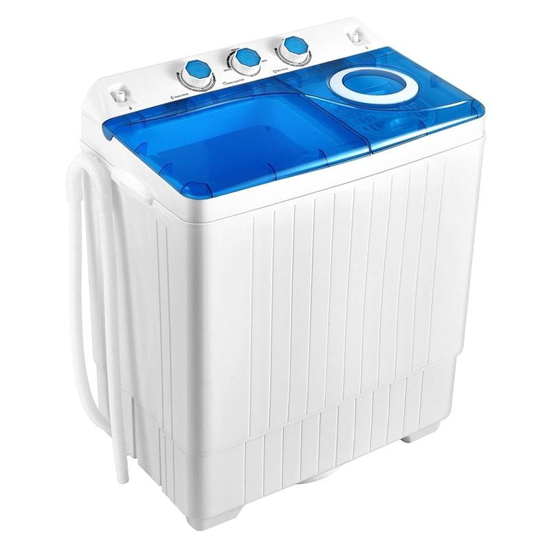 Portable Washing Machine, 2 in 1 Compact Twin Tub Washer and Spin Dryer Combo 26lbs with Built-in Drain Pump, Small Washer for Home Apartment