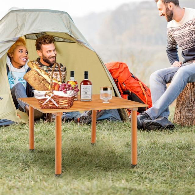 27" Square Roll-up Camping Table Folding Picnic Table with Carrying Bag for Outdoors Fishing Cooking BBQ Party Lawn Patio Garden