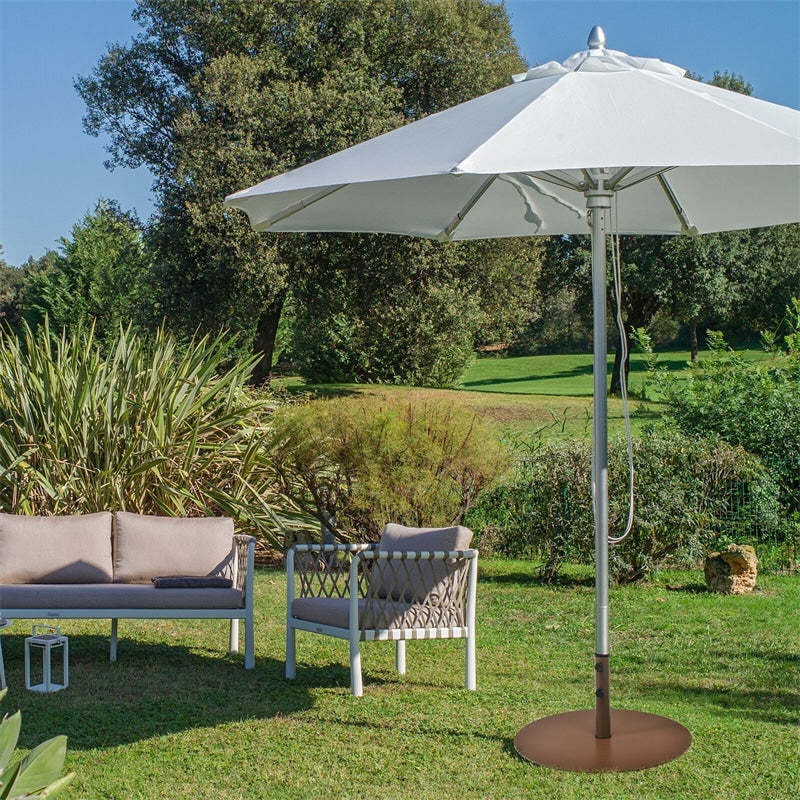29.5 Inch Patio Umbrella Base Round Outdoor Steel Market Umbrella Stand 59 LBS Heavy Duty Umbrella Holder with 3 Adapters