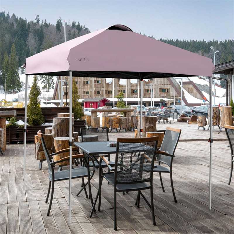 6.6x6.6FT Outdoor Pop-up Canopy Tent with Height Adjustable, Roller Bag & Weight Bags, Commercial Instant Canopy Sun Shelter for Camping, Party