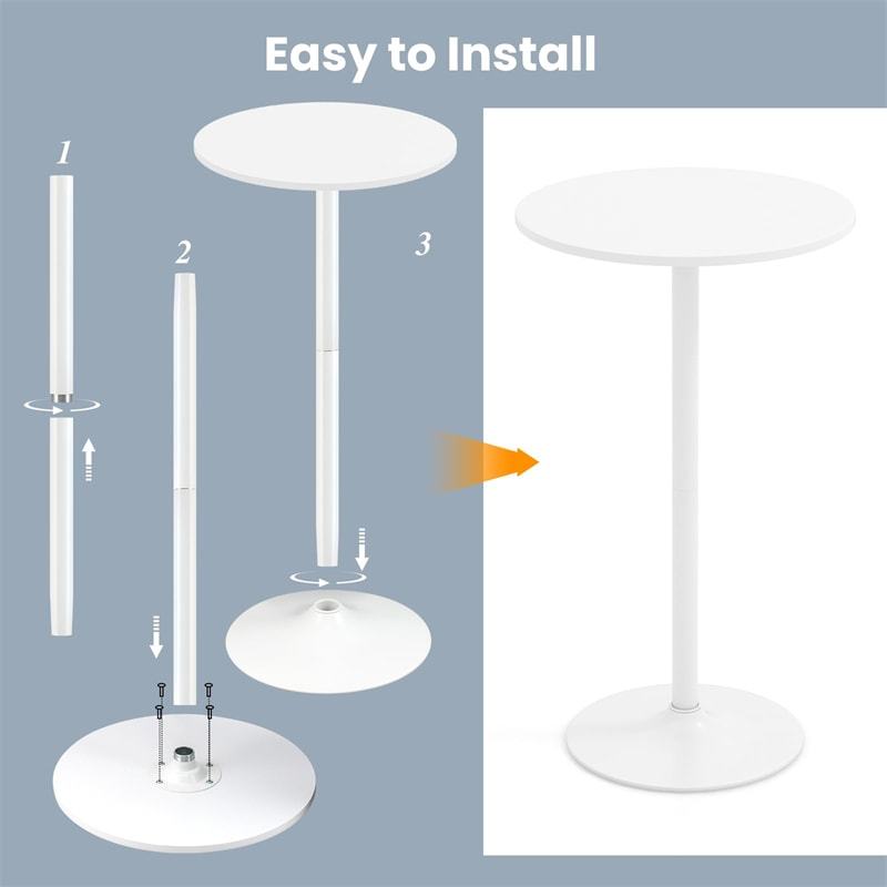 2PCS 2-in-1 Bar Table with Detachable Pole, Metal Base, Convertible 40"/22" Height, Cocktail Table, Round Pub Table for Living Room, Restaurant
