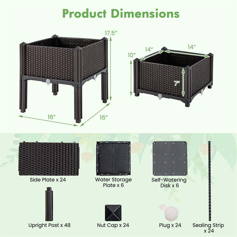 2-Pack Plastic Raised Garden Bed Kit, Self-Watering Elevated Planter Box with Removable Legs, Drainage Holes for Vegetables, Flowers, Indoor & Outdoor
