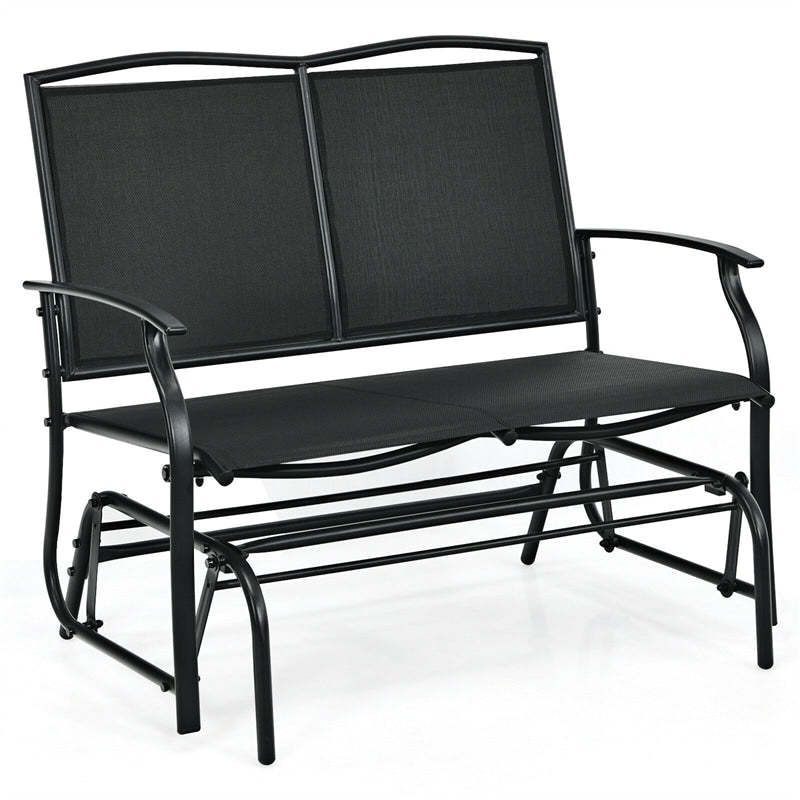 2-Person Outdoor Glider Bench with Steel Frame & Breathable Fabric, 400 lbs Capacity Patio Swing Glider Loveseat Chair for Backyard, Garden