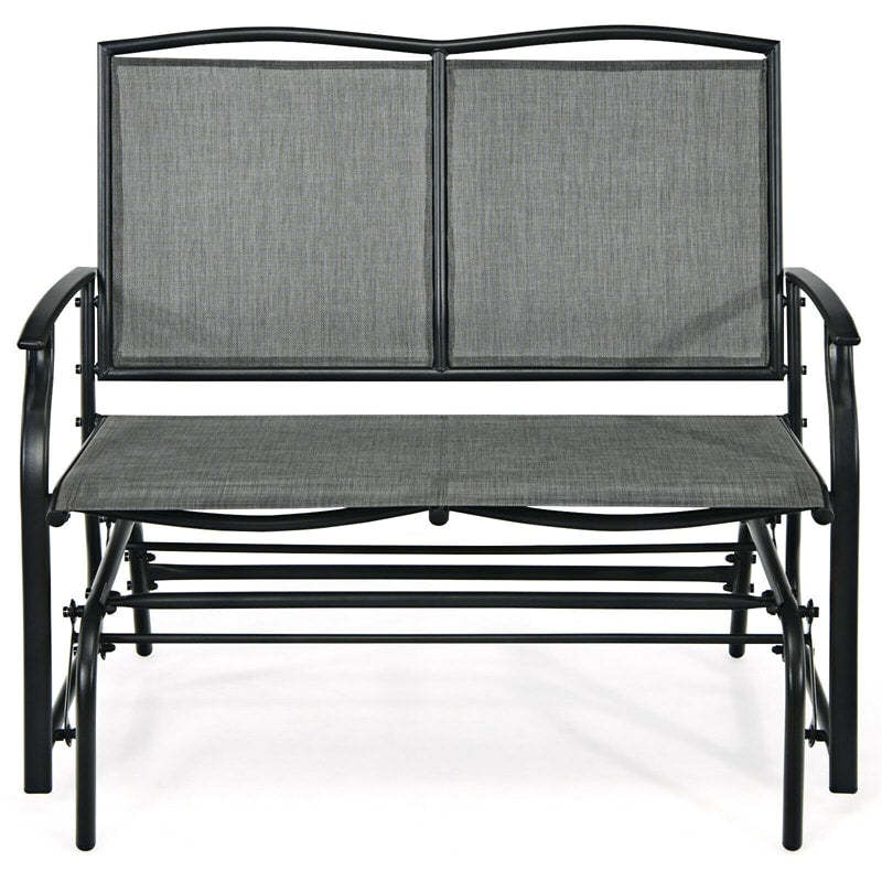 2-Person Outdoor Glider Bench with Steel Frame & Breathable Fabric, 400 lbs Capacity Patio Swing Glider Loveseat Chair for Backyard, Garden