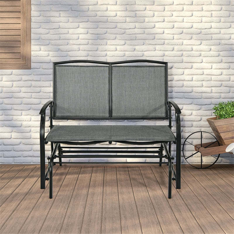 2-Person Outdoor Glider Bench with Steel Frame & Breathable Fabric, 400 lbs Capacity Patio Swing Glider Loveseat Chair for Backyard, Garden