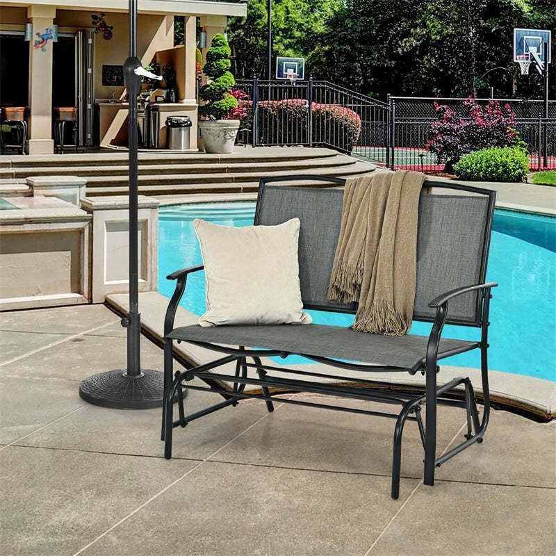 2-Person Outdoor Glider Bench with Steel Frame & Breathable Fabric, 400 lbs Capacity Patio Swing Glider Loveseat Chair for Backyard, Garden