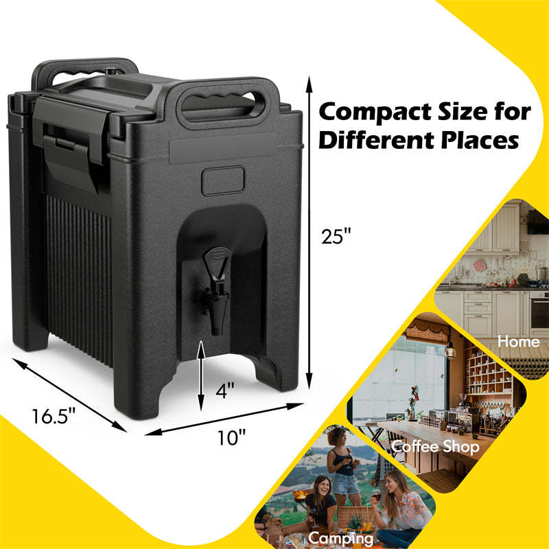 2.5 Gallon Insulated Beverage Dispenser/Server Food-grade Hot & Cold Drink Carrier with Handles & Spring Action Faucet