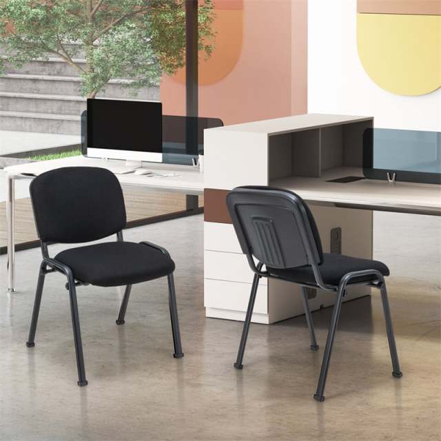 2-Pack Stackable Conference Chairs, Office Guest Chairs with Metal Frames & Padded Cushions, Ergonomic Reception Chairs for Waiting & Meeting Rooms