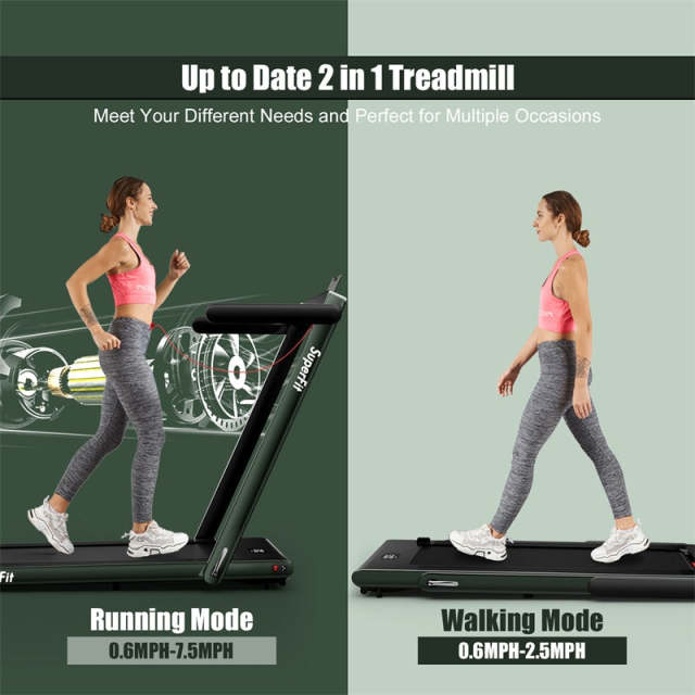 2-in-1 Folding Treadmill, 2.25HP Under Desk Treadmill with LED Display, APP & Remote Control, No Installation, Walking Jogging Machine for Home