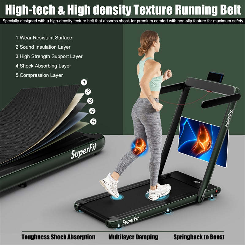 2-in-1 Folding Treadmill, 2.25HP Under Desk Treadmill with LED Display, APP & Remote Control, No Installation, Walking Jogging Machine for Home