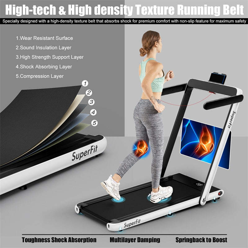 2-in-1 Folding Treadmill, 2.25HP Under Desk Treadmill with LED Display, APP & Remote Control, No Installation, Walking Jogging Machine for Home