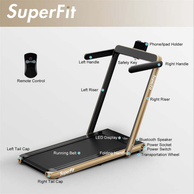 2-in-1 Folding Treadmill, 2.25HP Under Desk Treadmill with LED Display, APP & Remote Control, No Installation, Walking Jogging Machine for Home
