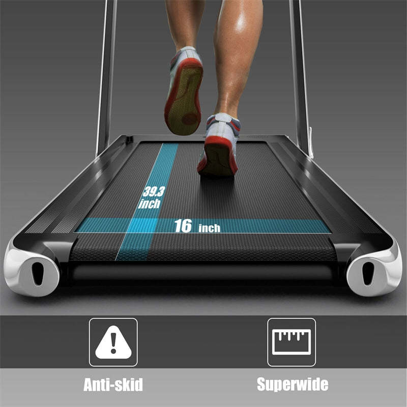 2-in-1 Folding Treadmill, 2.25HP Under Desk Treadmill with LED Display, APP & Remote Control, No Installation, Walking Jogging Machine for Home