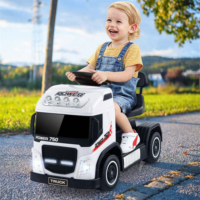 6V Battery Kids Ride on Car 2-in-1 Mini Ride On Truck Electric & Coasting Mode with Height Adjustable Seat & LED Lights