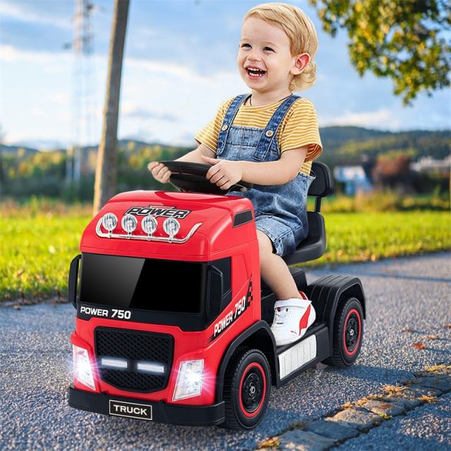 6V Battery Kids Ride on Car 2-in-1 Mini Ride On Truck Electric & Coasting Mode with Height Adjustable Seat & LED Lights