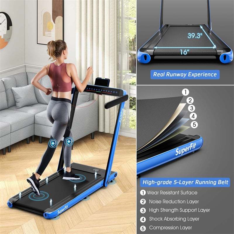 2-in-1 Under Desk Treadmill, 2.25HP SuperFit Folding Walking Jogging Machine with Dual Display, Remote & App Control, Bluetooth for Home Office