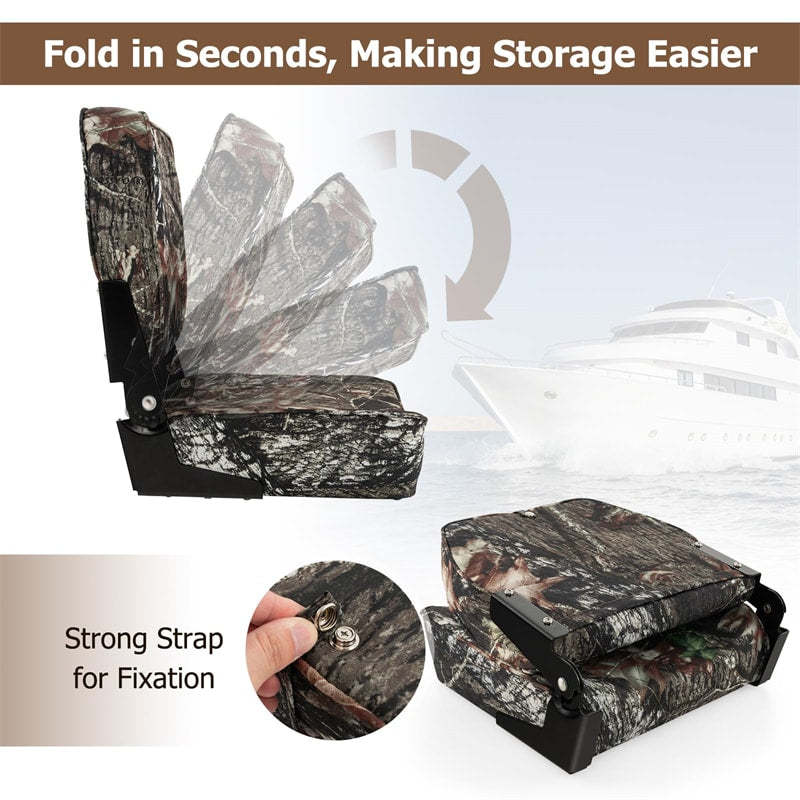 2 Pack Folding Low Back Boat Seat Waterproof Fishing Boat Seat Captain Bucket Seat with Sponge Padding, Aluminum Hinges & 8 Mounting Bolts