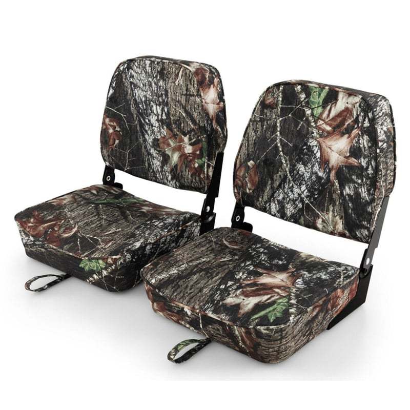 2 Pack Folding Low Back Boat Seat Waterproof Fishing Boat Seat Captain Bucket Seat with Sponge Padding, Aluminum Hinges & 8 Mounting Bolts