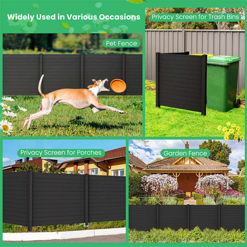 2-Panel Outdoor Privacy Screen 48''H Decorative Vinyl Fence Air Conditioner Fence Garbage Can Enclosure Fence with 3 Stakes for Garden Yard Lawn