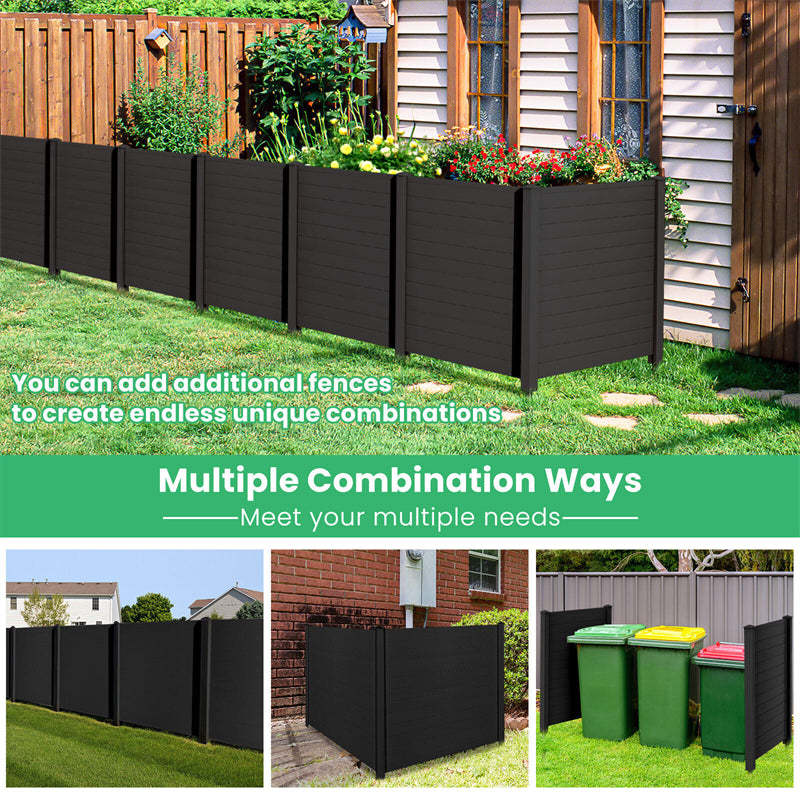 2-Panel Outdoor Privacy Screen 48''H Decorative Vinyl Fence Air Conditioner Fence Garbage Can Enclosure Fence with 3 Stakes for Garden Yard Lawn