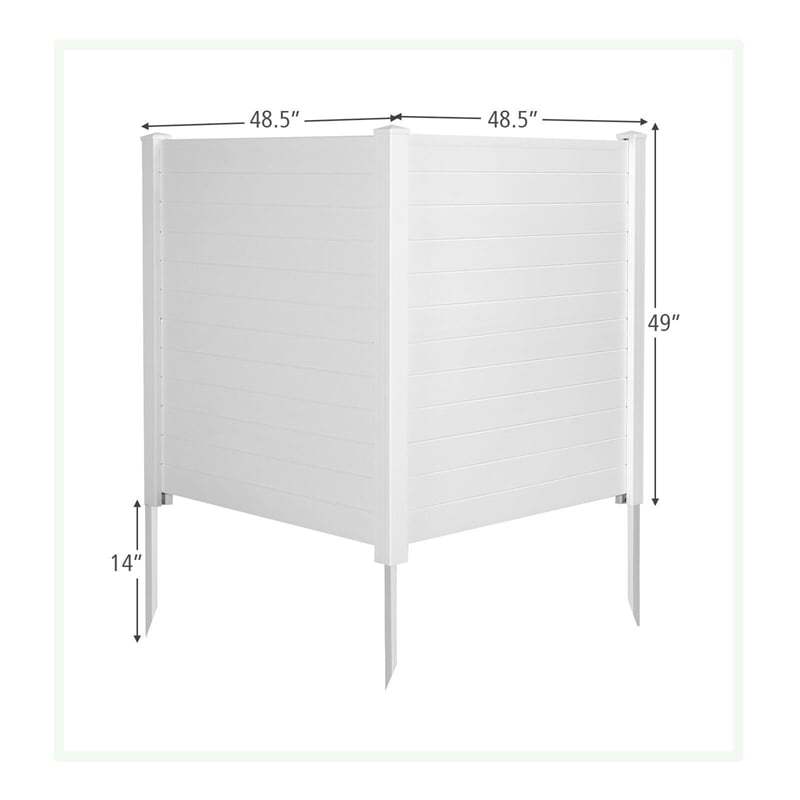 Air Conditioner Fence 2 Panels, 48"H Outdoor Vinyl Privacy Screen with Metal Stakes, Trash Can Enclosure Decorative Garden Fence for Patio