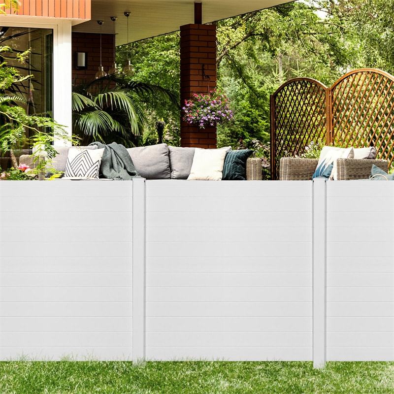 Air Conditioner Fence 2 Panels, 48"H Outdoor Vinyl Privacy Screen with Metal Stakes, Trash Can Enclosure Decorative Garden Fence for Patio