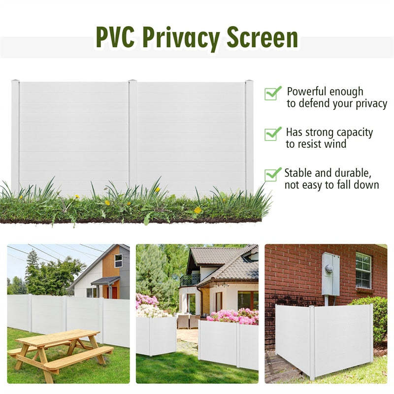 Air Conditioner Fence 2 Panels, 48"H Outdoor Vinyl Privacy Screen with Metal Stakes, Trash Can Enclosure Decorative Garden Fence for Patio