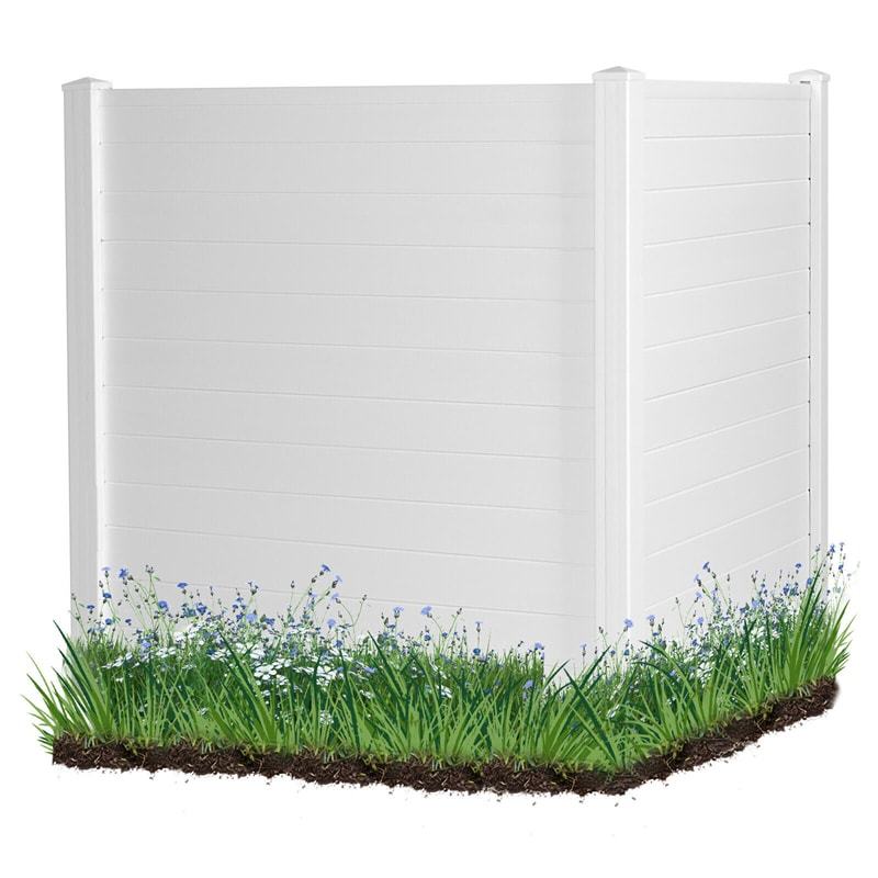 Air Conditioner Fence 2 Panels, 48"H Outdoor Vinyl Privacy Screen with Metal Stakes, Trash Can Enclosure Decorative Garden Fence for Patio