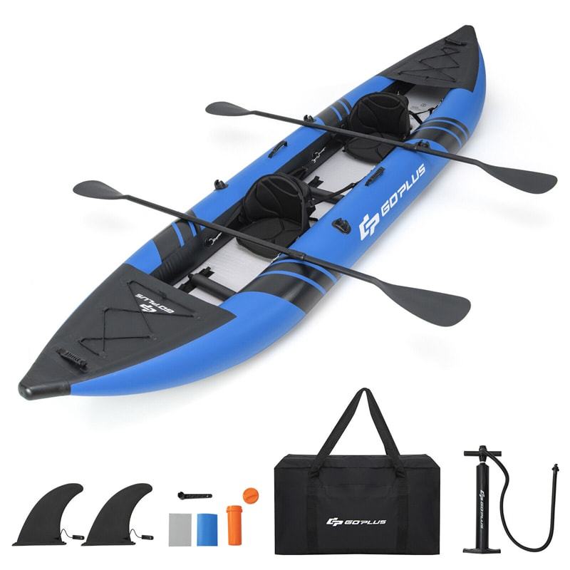 2-Person Inflatable Kayak with 2 Aluminium Paddles, EVA Padded Seats, 507LBS Capacity, Carry Bag & Repair Kit, Portable Touring Kayak for Adults