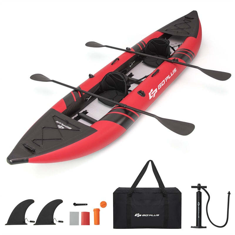 2-Person Inflatable Kayak with 2 Aluminium Paddles, EVA Padded Seats, 507LBS Capacity, Carry Bag & Repair Kit, Portable Touring Kayak for Adults