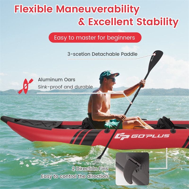 2-Person Inflatable Kayak with 2 Aluminium Paddles, EVA Padded Seats, 507LBS Capacity, Carry Bag & Repair Kit, Portable Touring Kayak for Adults