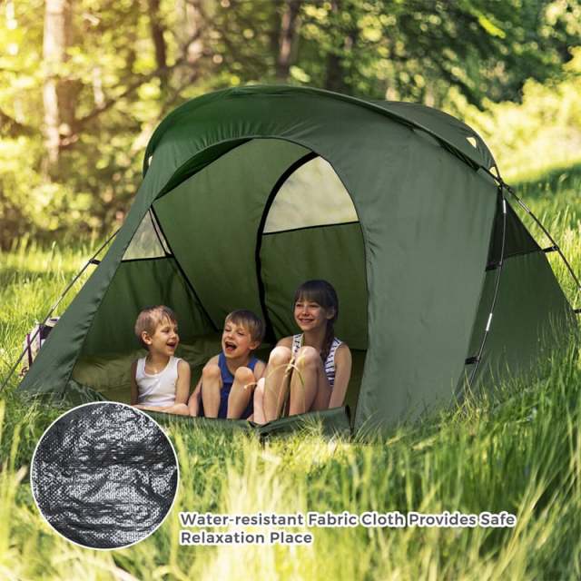 2-Person Tent Cot, 4-in-1 Folding Elevated Camping Tent with Waterproof Rainfly, Self-Inflating Mattress, Carry Bag, Portable Off Ground Tent