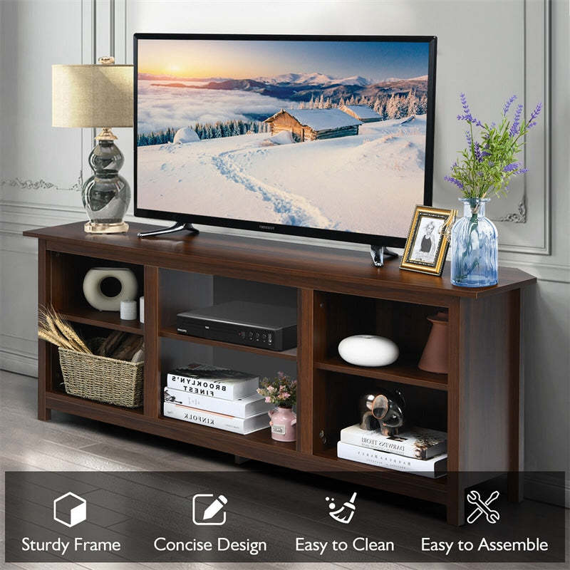 2-Tier Farmhouse Universal TV Stand for TVs Up to 65", 58" Entertainment Center Media Console with Removable Shelves