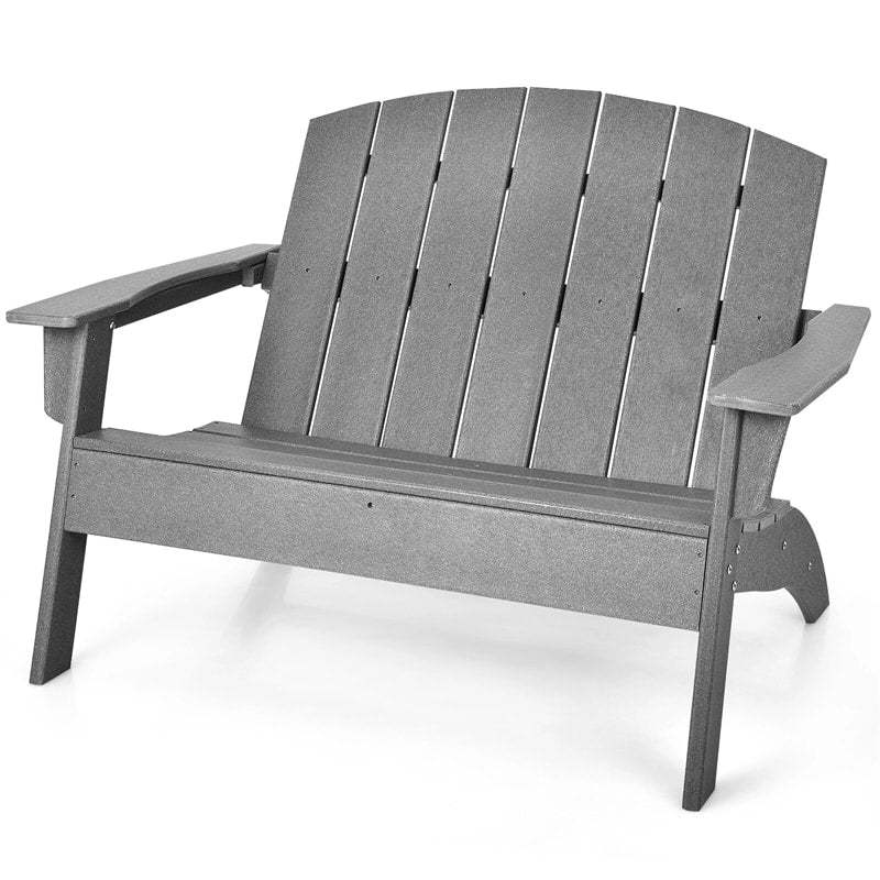 All-Weather HDPE Adirondack Loveseat Chair, Outdoor Adirondack Bench with Wide Armrests & 660 LBS Capacity for Patio, Garden, Backyard Fire Pit