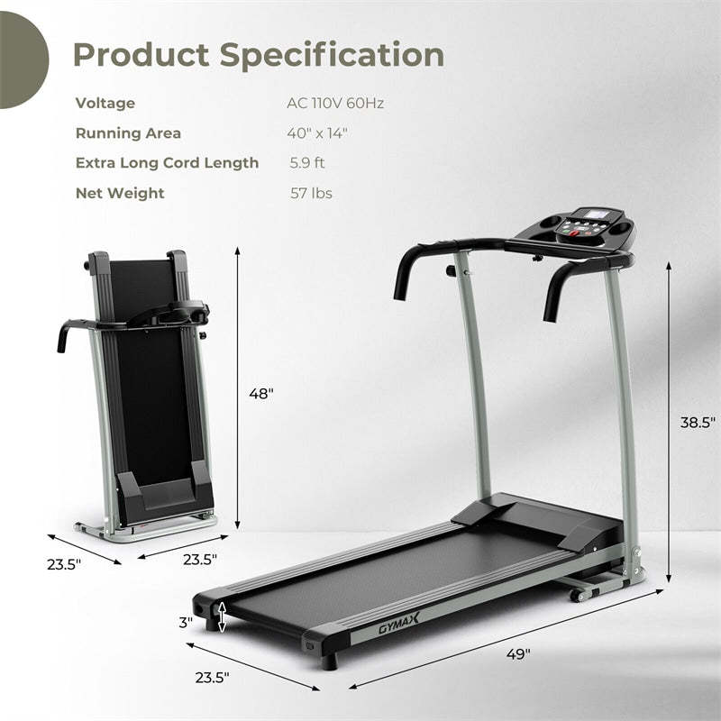 800W Folding Treadmill with 12 Preset Programs, LCD Display, Pulse Sensor & Built-in Wheels, Easy Assembly Motorized Running Machine for Small Spaces