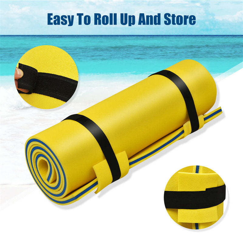 Floating Water Pad, 3-Layer Tear Resistant XPE Foam Water Mat 87" x 36" Foam Pool Float with Rolling Pillow Design for Lake Water Activities