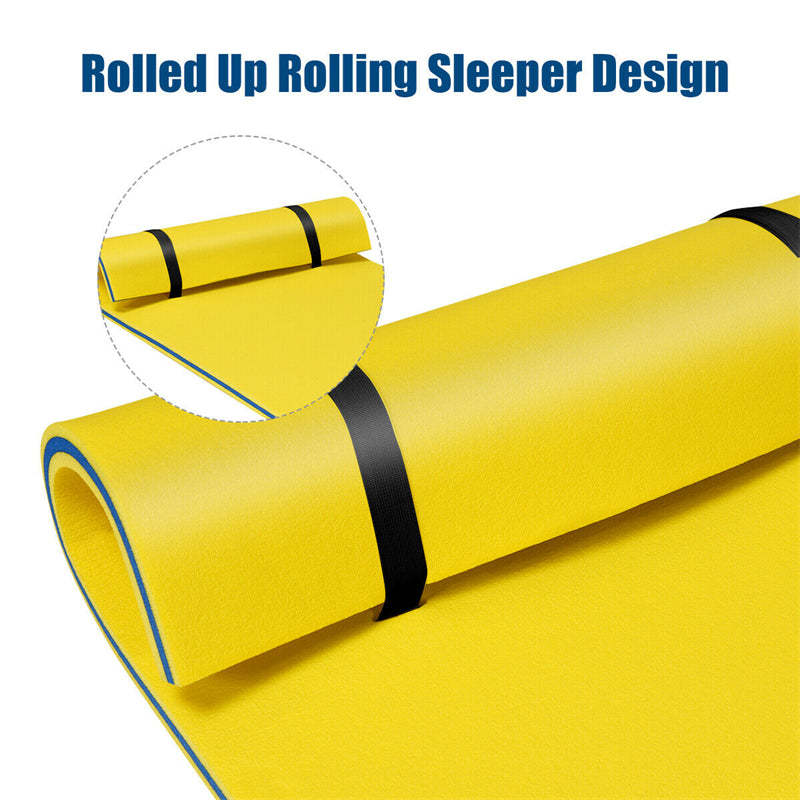 Floating Water Pad, 3-Layer Tear Resistant XPE Foam Water Mat 87" x 36" Foam Pool Float with Rolling Pillow Design for Lake Water Activities