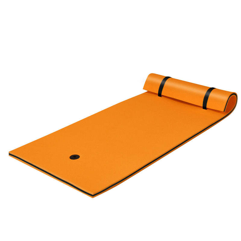 Floating Water Pad, 3-Layer Tear Resistant XPE Foam Water Mat 87" x 36" Foam Pool Float with Rolling Pillow Design for Lake Water Activities