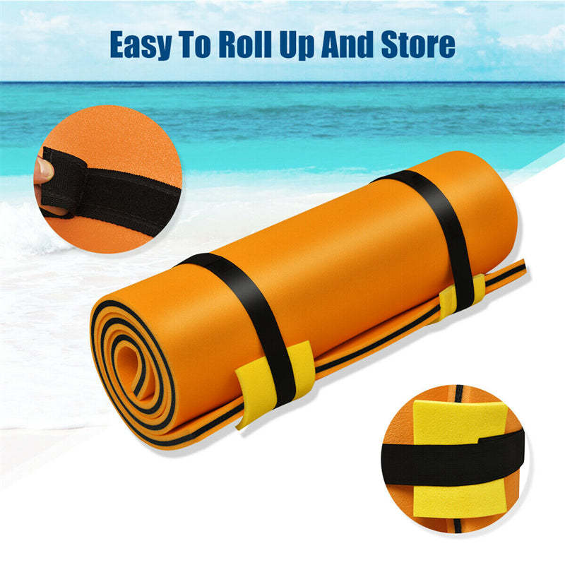 Floating Water Pad, 3-Layer Tear Resistant XPE Foam Water Mat 87" x 36" Foam Pool Float with Rolling Pillow Design for Lake Water Activities