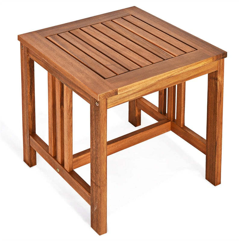 3 Piece Acacia Wood Patio Furniture Set with Cushioned Chairs & Coffee Table, Solid Wood Outdoor Bistro Set for Garden Backyard Deck