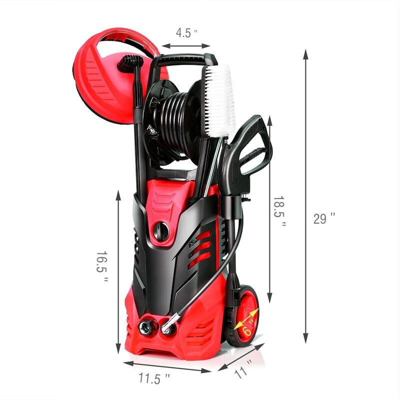 3000PSI Electric High Pressure Washer, 2000W 2 GPM Portable Power Washer Home Patio Deck Cleaner with 5 Nozzles & 2 Wheels