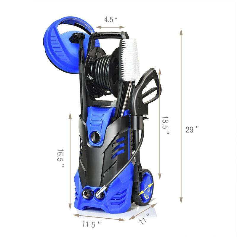 3000PSI Electric High Pressure Washer, 2000W 2 GPM Portable Power Washer Home Patio Deck Cleaner with 5 Nozzles & 2 Wheels