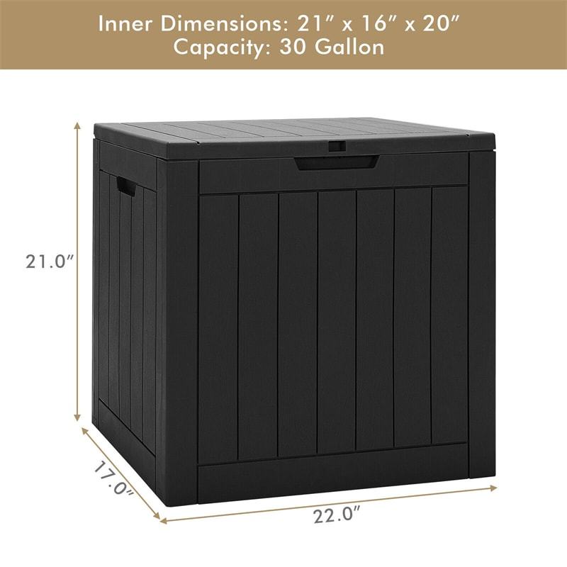 30 Gallon Deck Box Patio Storage Container Seating Outdoor Storage Cabinet with Lockable Lid for Garden Furniture Cushions