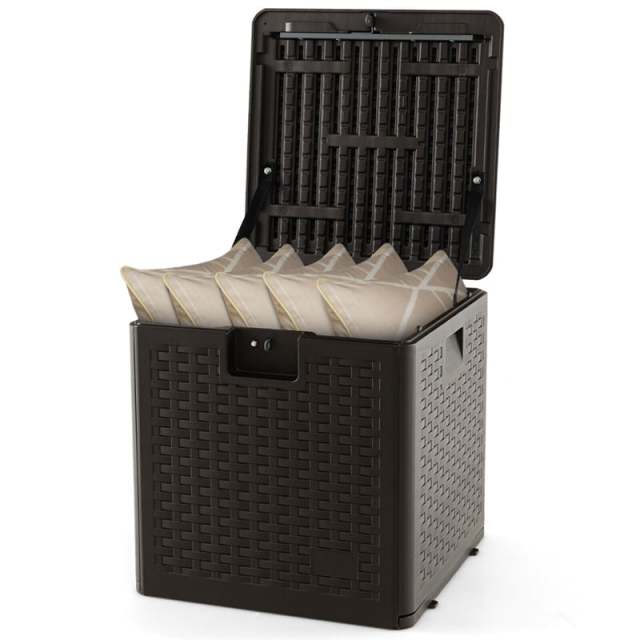 31 Gallon Resin Deck Box, Waterproof Outdoor Storage Box with Lockable Lid for Patio Furniture Cushions, Tools, Toys & Yard Accessories
