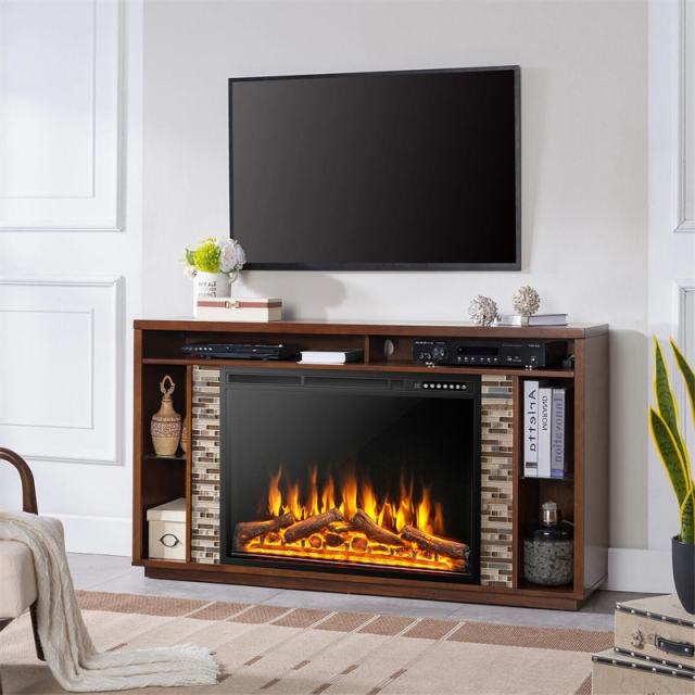 34" Electric Fireplace Insert Recessed Freestanding Fireplace Heater with Touch Panel, Remote Control & 4 Log Flame Effects