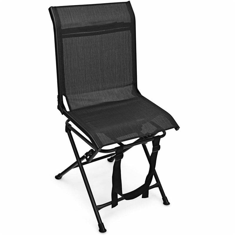 360° Swivel Hunting Blind Chair Folding Hunting Chair with Mesh Backrest & Carry Strap, Portable Silent Deer Ground Blind Chair for Fishing Camp