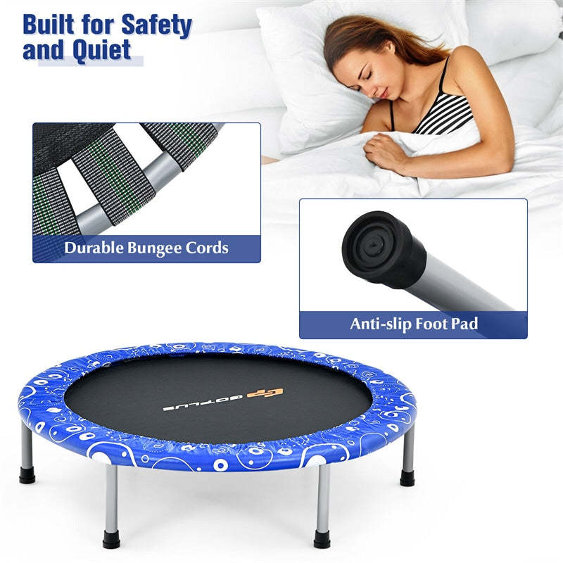 36” Mini Kids Trampoline Foldable Rebounder Trampoline Outdoor Indoor Toddler Fitness Trampoline with Full Covered Handrail & Safety Pad