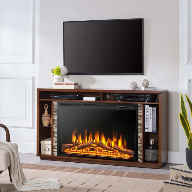 37" Electric Fireplace Insert, 1500W Recessed Freestanding Fireplace Heater with Touch Panel, Remote Control, 4 Log Flame Effects, Overheat Protection